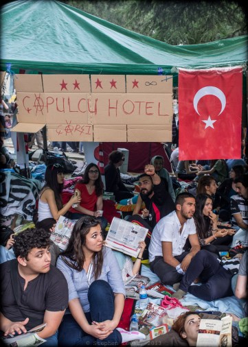 Occupiers, Gezi Square, Istanbul, two weeks ago. Çapulcu = Terrorist/Freebooter, a phrase used by the Turkish Prime Minister to describe the occupiers and adopted by the occupiers themselves toungue-in-cheek. (FujiX100)