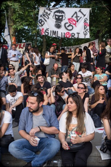 Banner text: Pepper Gas/Gezi. Gezi Park Occupation, Istanbul, early-June 2013. (Fuji X100) (For larger image, click on photo.)