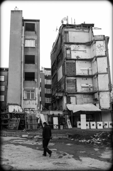 Concrete apartment houses awaiting demolition, Haseki quarter, Istanbul, 2013. (Fuji X100) Click to enlarge.