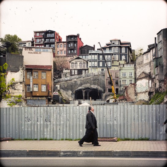 Metro tunnel under the neighborhood of Unkapani prior to the construction of the metro bridge over the Golden Horn, Istanbul, early 2012. Rolleiflex Xenotar 2.8, color negative roll film.
