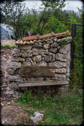 Roadside bench, village of Kamen Bryag, Bulgarian Black Sea Coast, 2014. Fuji X100 with +1.4 tele adapter. Click on image to enlarge.