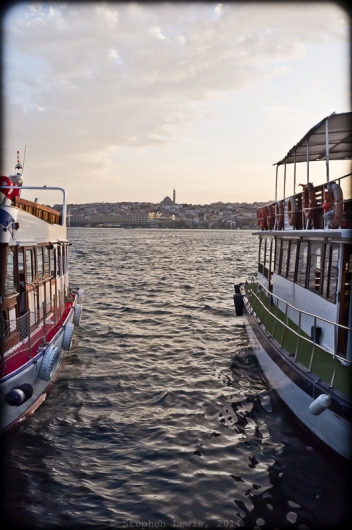 The Golden Horn from the boat dock at Kasımpaşa. In the background, the Mosque of Sultan Selim Yavuz, 2012. Fuji X100. Click on image to enlarge.
